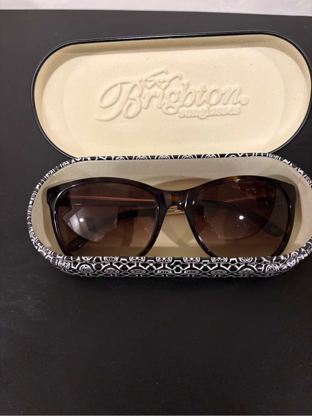 Brighton Spectrum Amber Crystals Tortoise Brown Women's Sunglasses With Case